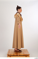  Photos Woman in Historical Dress 31 14th century Brown Winter coat Historical clothing a poses whole body 0007.jpg